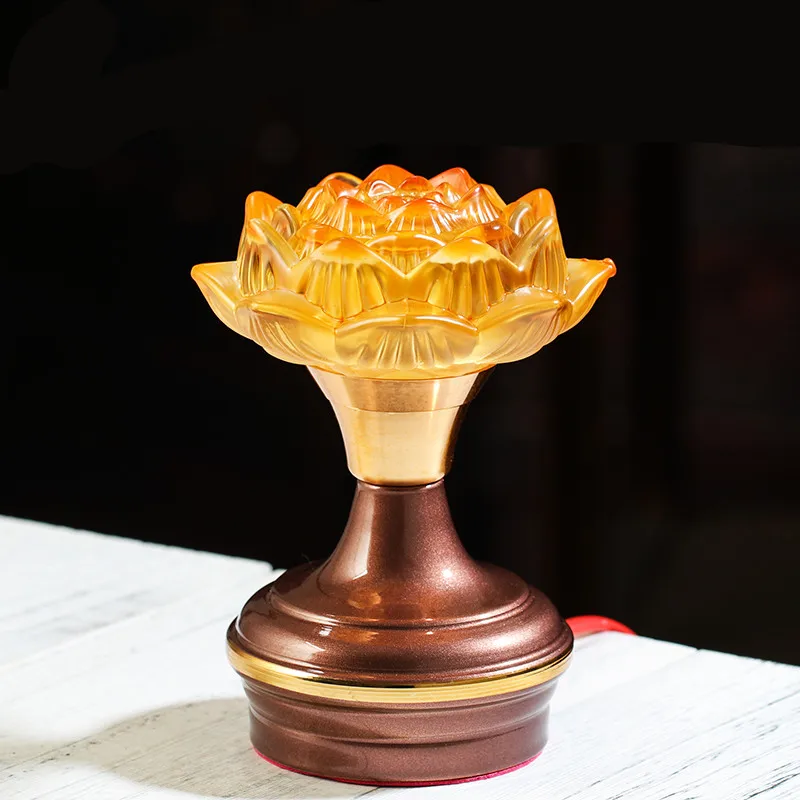 

12.5cm 3 Methods Opening Light,7 Kinds Colors Resin Lotus LED Buddhist Putting Offerd Lamps