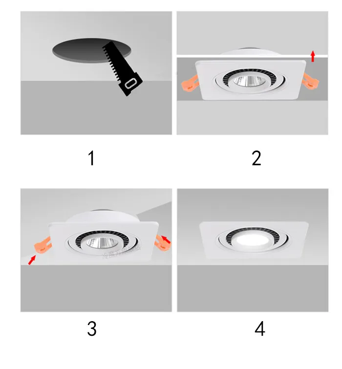 black led downlights Dimmable Square Recessed LED Downlights AC85-265V 5W 9w 12W 18W COB Ceiling Warm/Cold White LED Spot lights Indoor Lighting led ceiling downlights