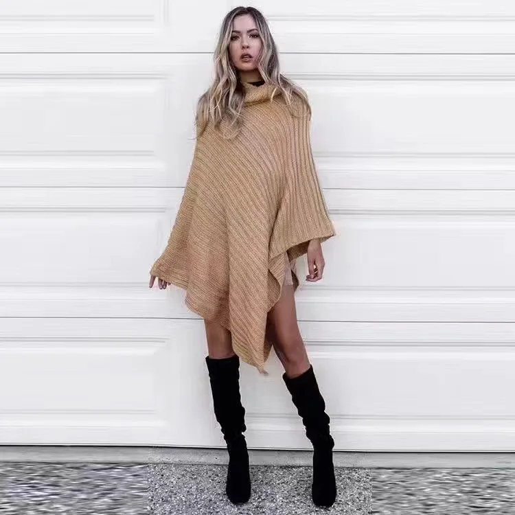 Women Clothes Turtleneck Irregular Shawl Sweater Fashion Sleeveless Pullover Knitwear Ladies Streetwear 2020 Fall New