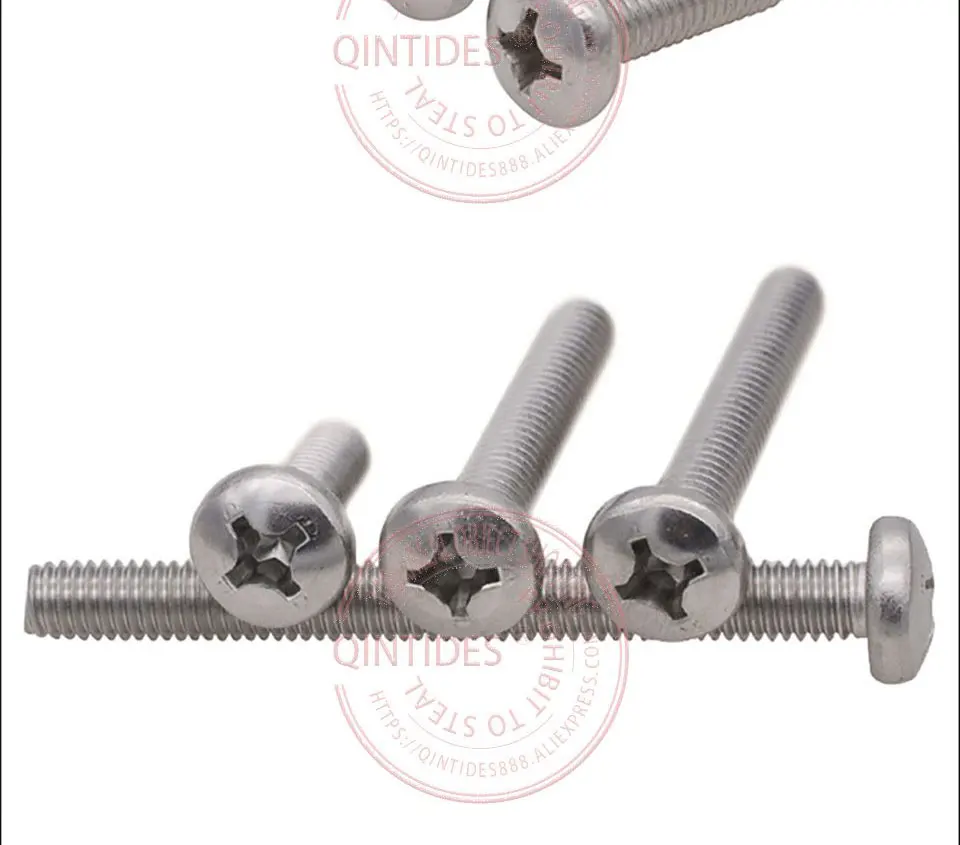 10/100 Stück M8 M10 Schraubenlänge: 10–100 mm Kreuzschlitz-Flachkopfschrauben 304 Edelstahl Rundkopfschraube Kreuzschlitzschraube – Detail 3