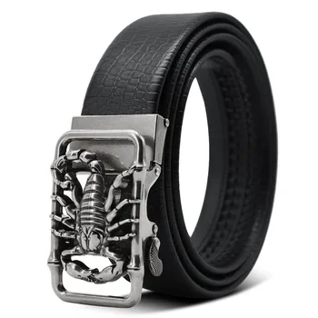 

Metal Scorpion Shape 3D Buckle Belts Men Leather Luxury Brand Automatic Buckle Punk Belt Male Quality Designer Belt Animal 2020
