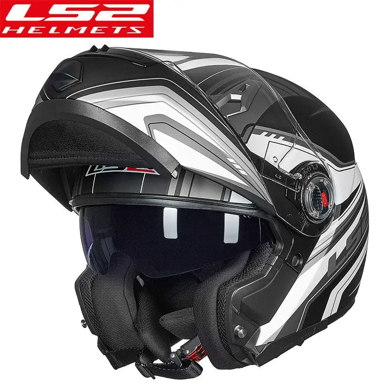 LS2 ff370 мужские флип-ап мото rcycle шлемы двойной щит мото rbike гоночные шлемы круиз автомобильные аксессуары LS2 мото шлемы ECE - Цвет: 32