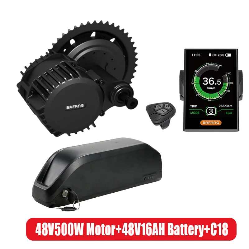 48V 1000W Bafang BBSHD BBS03B преобразователя для электрического велосипеда с сертификатом ce комплект с Батарея 48V 13/16AH 52v 17.5ah, фара для электровелосипеда в середине приводной двигатель - Цвет: 48V500W 16AH C18