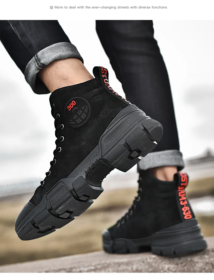 High Quality Winter Genuine Leather Men's Martin Boots Warm Working Boots Lace Up Men's Desert Boots Round Toe High Top Shoes