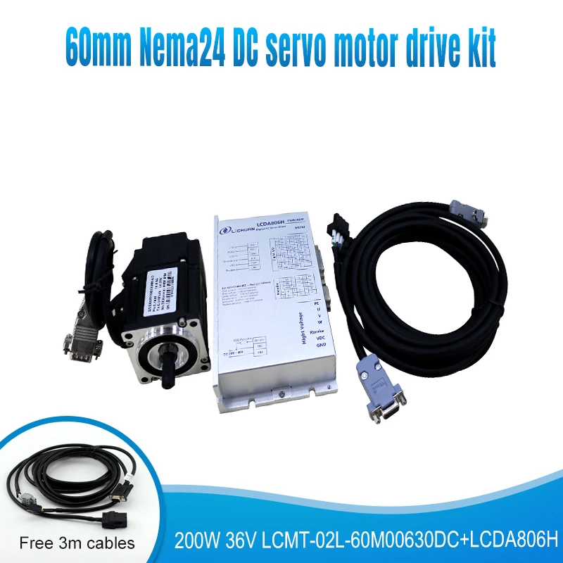 

Nema24 60mm DC36V 200W 7.5A 0.637N.M 3000rpm 2500 line dc servo motor 60ST-00630DC and dc servo driver LCDA806H cnc