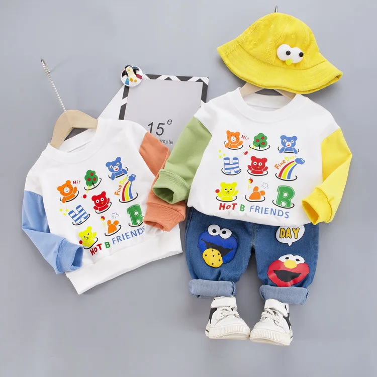 

Baby Clothes 2020 Autumn Kids Boy Girl Outfit Toddler Cartoon Print Sweatshirt+Jeans 2Pcs/set Baby Clothing for 1 2 3 4 Year
