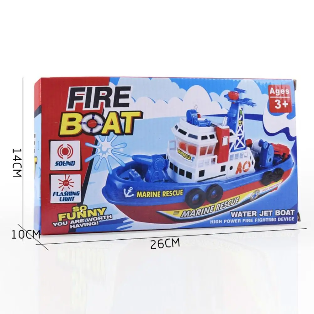 Electric Rescue Fire Fighting Boat Music Light Children Ship Model Toy 