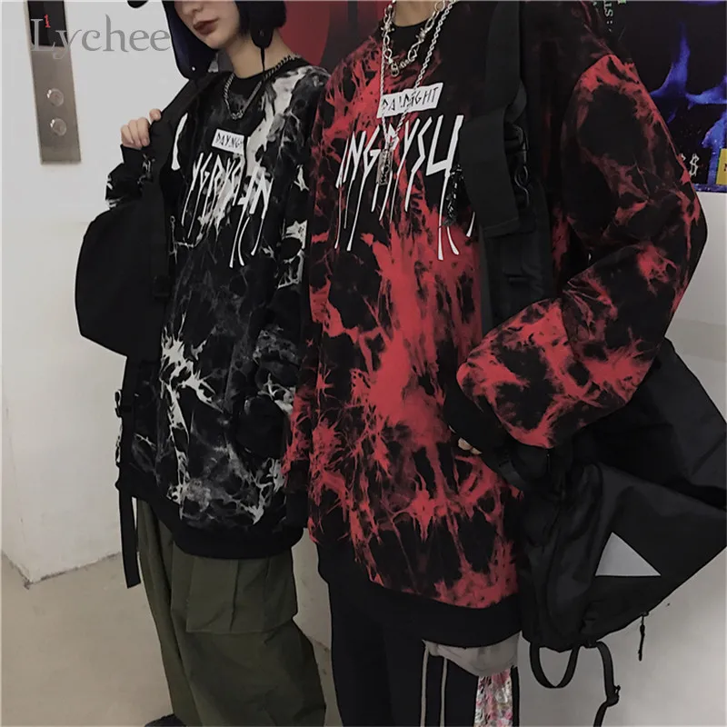 Lychee Harajuku, Женская толстовка с галстуком и надписью, весенне-осенние дамские свитшоты, повседневные свободные женские пуловеры с вырезом лодочкой