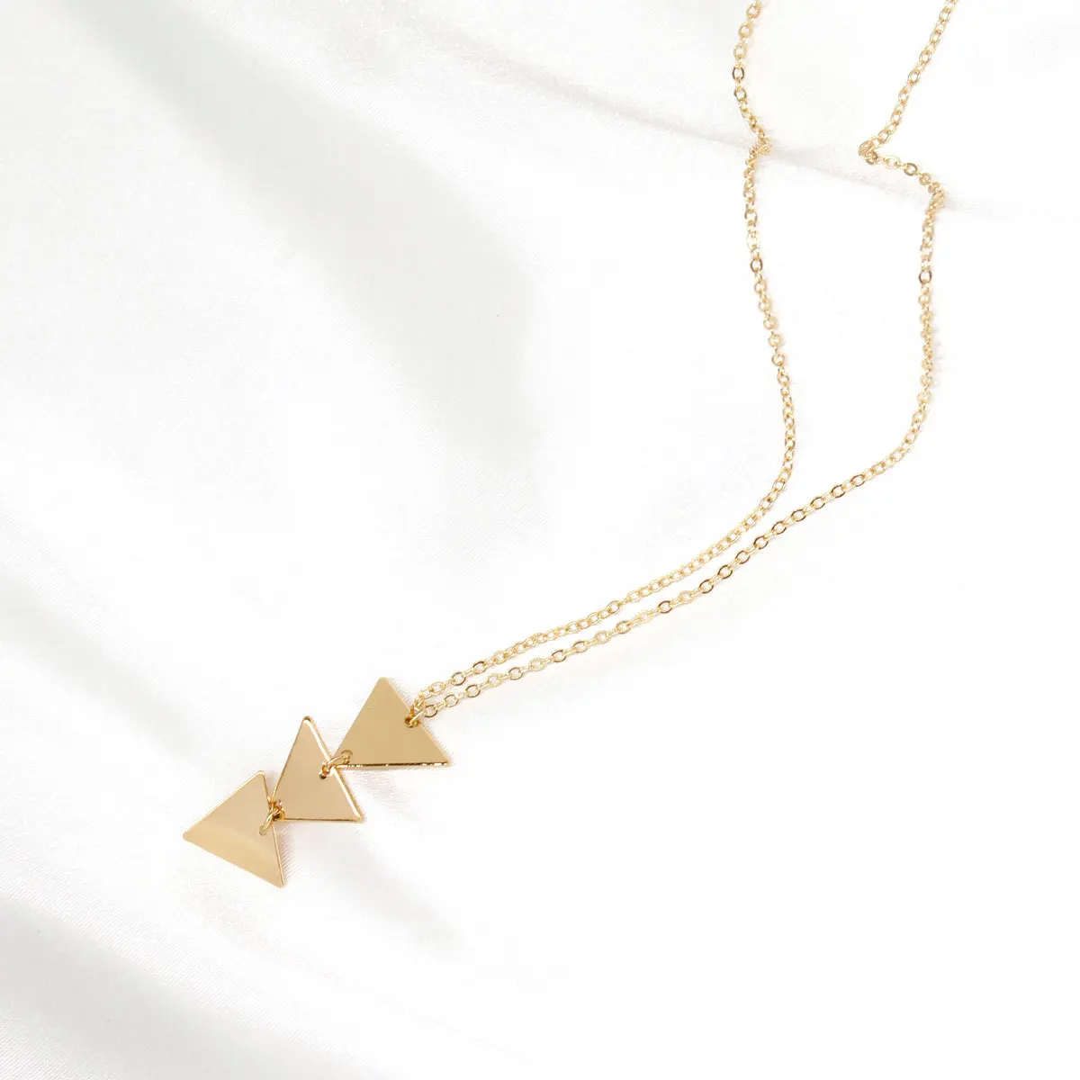 Креативное треугольное ожерелье с подвеской для женщин, золото, серебро, металл, увеличенная Длинная цепочка, ожерелье с ключицей, ювелирные изделия XL630