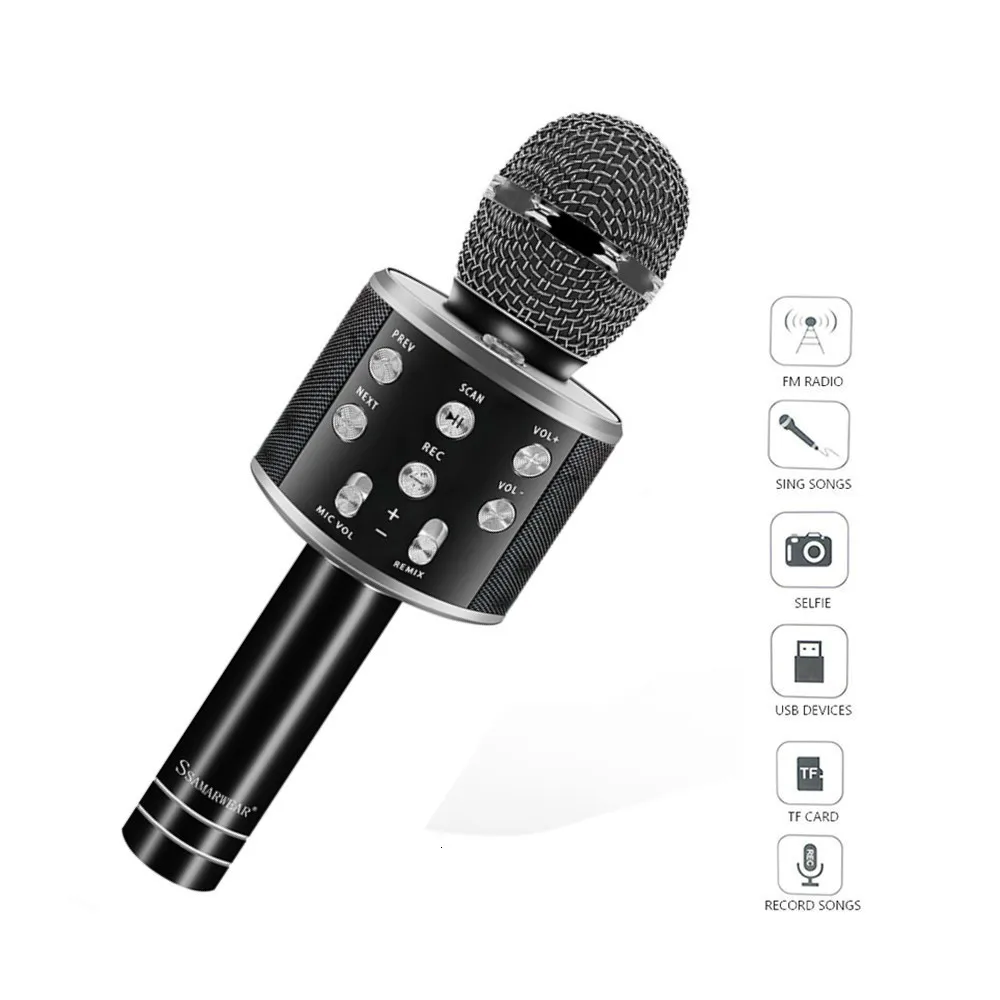 WS-858 профессиональный Bluetooth для беспроводной микрофон беспроводной динамик с сумками ручной волшебный голос микшерный пульт микрофон караоке Запись музыки Микрофоны Ws 858 микрафон караоке микрофон
