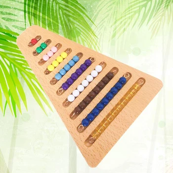 

Wooden Montessori Kids Learning Toys Math Materials Bead Stair Board Color Beads Beech Wood Board Early Educational Gift