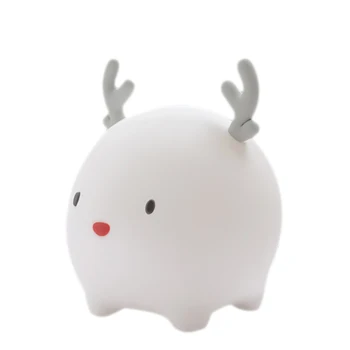

Small Deer Shaped Night Light LED Silicone Colorful Bedside Lamp Atmosphere Cartoon USB Charging Pat Light
