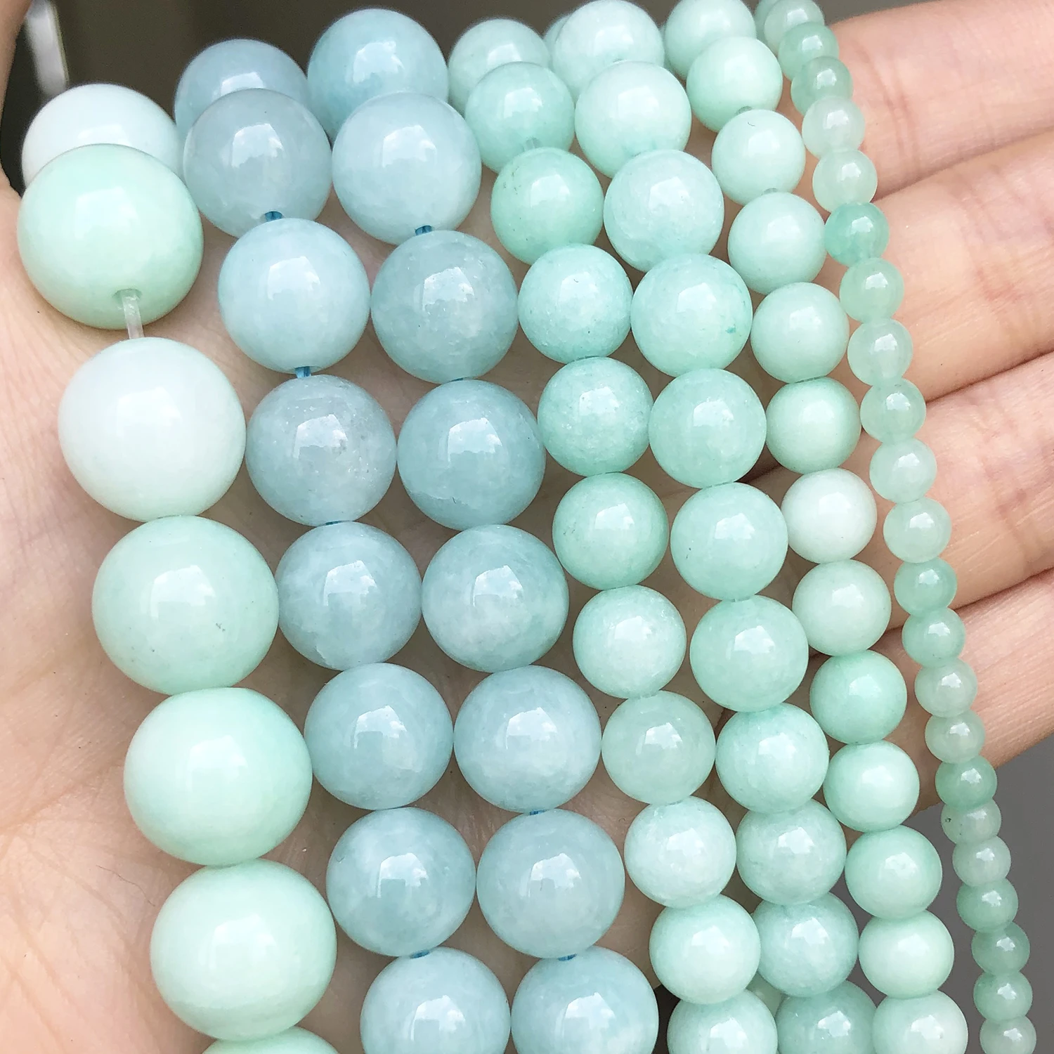Naturstein Blauer Amazonit Runde lose Distanzperlen 4 6 8 10 12 mm für Schmuckherstellung passend für DIY-Armbandzubehör 15 Zoll