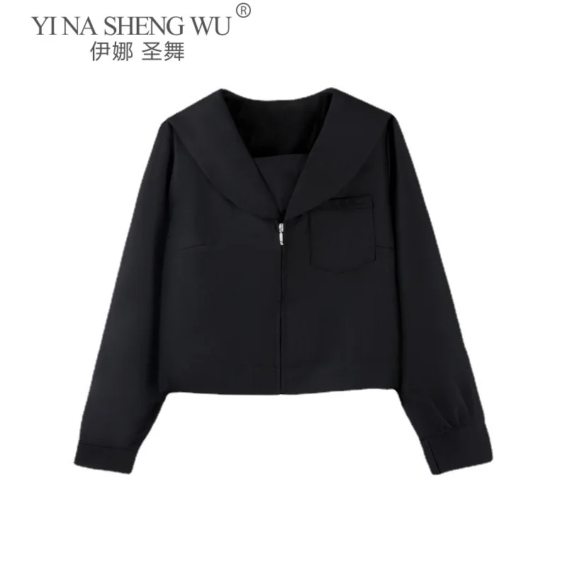 Women Sailor Suit Shirts Short/Long Sleeve Crop-Tops School Uniform JK Kawaii Fresh Girls Solid Pleated Elegant All-Match