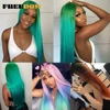 FREEDOM Synthetic Lace Front Wigs Rainbow Green Red Colorful Pink Long Straight Hair 30 Inch Heat Resistant Winter New Style ► Photo 2/6