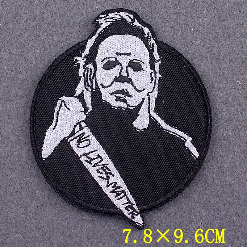 DIY Horror Badges On Backpack Punk Iron On Embroidered Patches For Clothing Stickers Skull Patches On Clothes Stripes Applique 