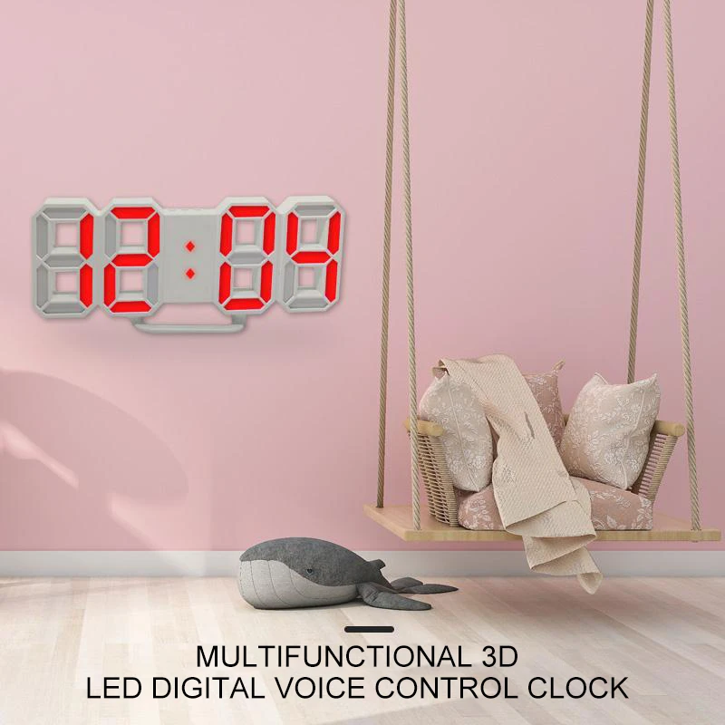 3D светодиодный цифровые настенные часы 24/12 часов Дисплей 3 Яркость уровней затемнения Ночная Повтор Функция для дома Кухня для офиса