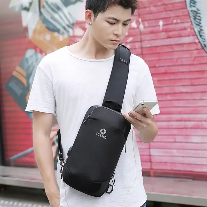 Ozuko男性ショルダーバッグ多機能usb防水クロスボディファッション男性メッセンジャー胸バッグ旅行バッグ Aliexpress