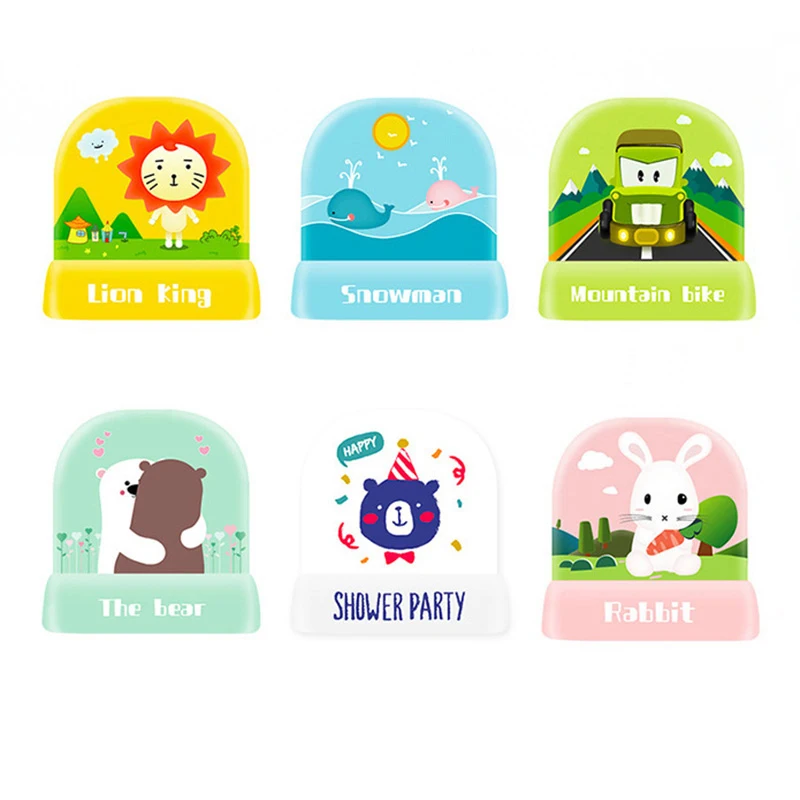Sello de dibujos animados para niños, ropa de bebé, estudiante, uniforme escolar personalizado, nombre, palabra, impermeable, sello sin atenuar
