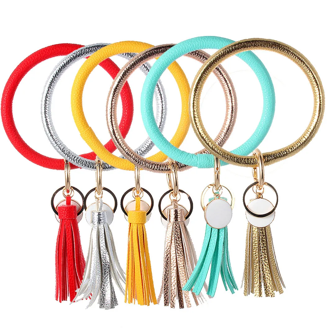 

Keychain Jewelry Gift For Women Girls Fashion Trend Simple Large Leather Bracelet Tassel Keychain Jewelry