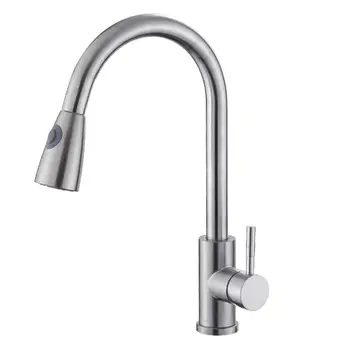 

Stainless Steel Pulling Type Faucet Kitchen Faucet Kitchen Bathroom Copper Hot And Cold Tap For Home (Silver)