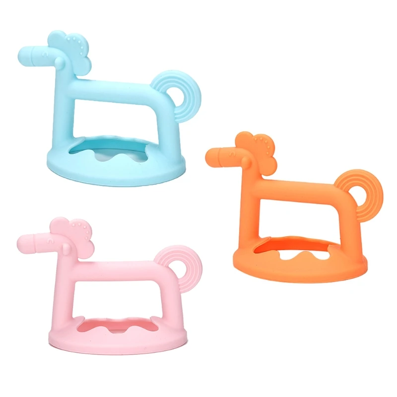 

Newborn Teething Molar Baby Silicone Teether Cute 3D Horse Shape Chewable Toy