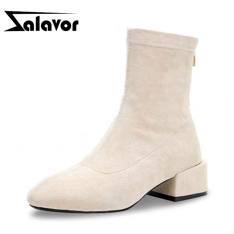 

ZALAVOR Winter Warm Women Ankle Boots Solid Color New Casual Shoes Women Round Toe Zipper Party Female Footwear Size 32-43