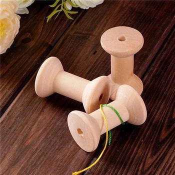 

10Pcs New Arrive Wooden Bobbins Spools Reels Vintage Style Organizer For Sewing Ribbons Twine Wood Crafts Tools Thread Wire Hot