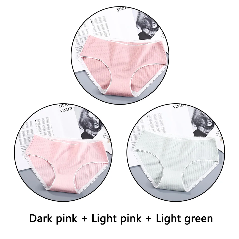 Dpink Lpink Lgreen 3 шт Бесшовные трусы хлопковые женские трусы нижнее белье средняя посадка сексуальное студенческое нижнее белье для девочек Однотонные мягкие удобные трусики - Цвет: Dpink Lpink Lgreen