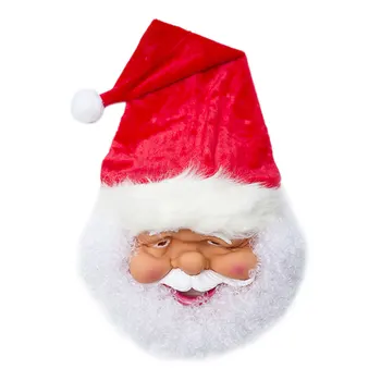 

Party Festival Holiday Christmas Mask Beard Gift Cosplay Full Face Santa Claus Decorative Props Silicone Adults Masquerade