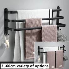 20x6inch Towel Rack Towel Rack Bathroom SingleBar Black Finish Bathroom Rack Kitchen Rack and Coat Rack 50x15cm _B 