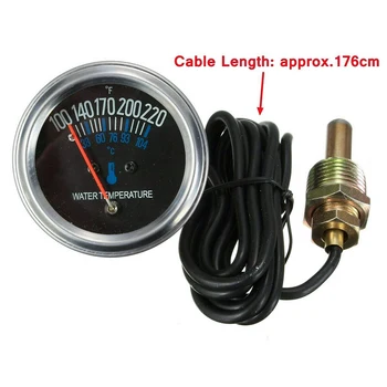 

Mechanical Accessories Universal Instrument Water Temperature Gauge Car 52mm 38-104℃ Pointer DC 12V Yellow Light Round Meter