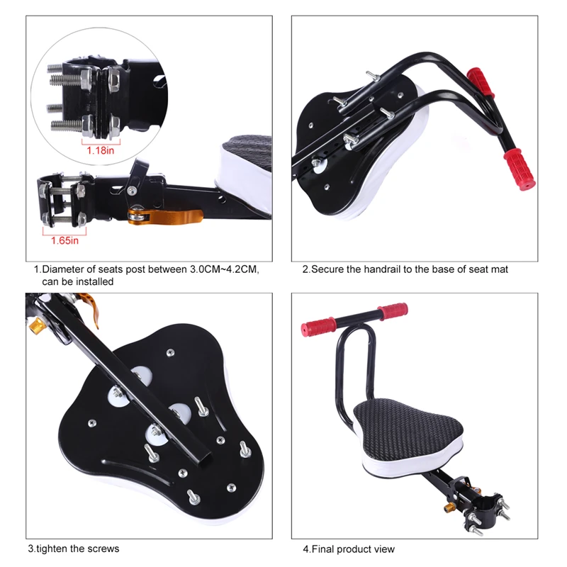Electric Bicycle Child Baby Chair Bike Front Safety Release Saddle with Armrest Guard Bar Pedal Cycling Acccessories for B