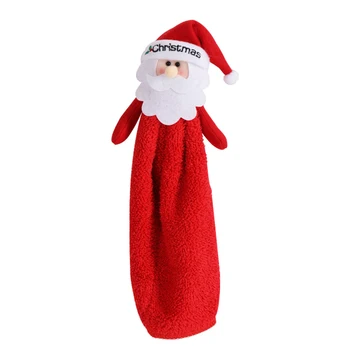 

1xSanta Claus Snowman Embroidered Hand Towel Christmas Toilet Hanging Decor Gift