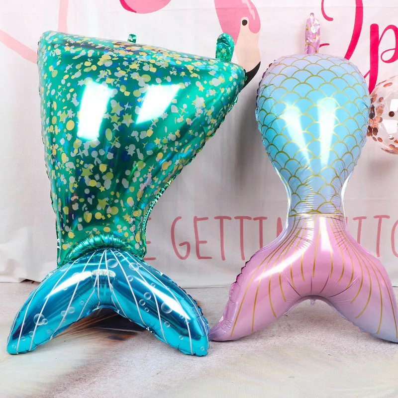 

1Pcs Gradient Mermaid Tail Foil Balloons Green Fish Body Balloons Wedding Birthday Party Decoration kids Toys Baby Shower Globos