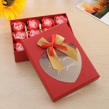 

Set 12pcs Valentine's Day Birthday Thanksgiving Christmas Gift Present Box Soap Flower Rose Artificial Material Home Decoration