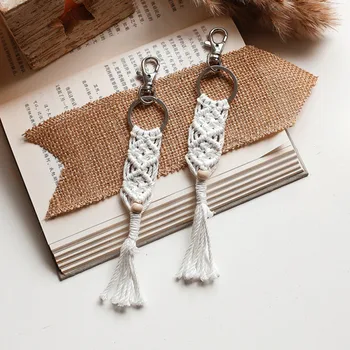 

Macrame Tassel Keychains For Women Bohemia Key Holder Keyring Macrame Bag Wallet Decorations Charm Jewelry Gift For Friends
