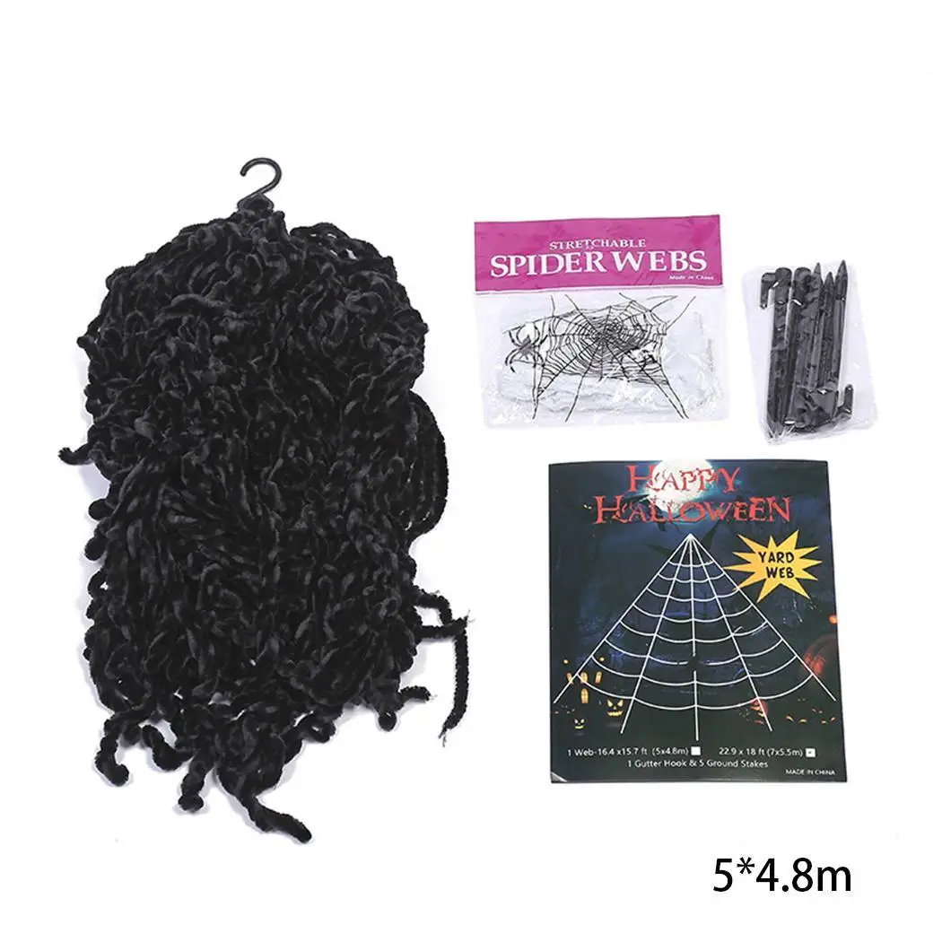 

Halloween Ghost Festival Large Spider Web Triangulation Net Solid Web(ground nail included) Decoration