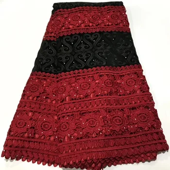 

4 colors (5yards/pc) high quality black red African party lace fabric newest design big cord lace for beautiful dress WLA027