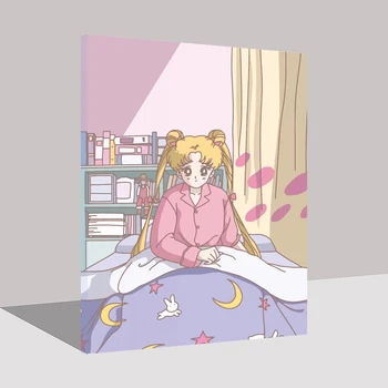 

Canvas Paintings Sailor Moon Home Decor Classic Animation Modular Pictures Character Printed Poster For Bedroom Wall Art Frame