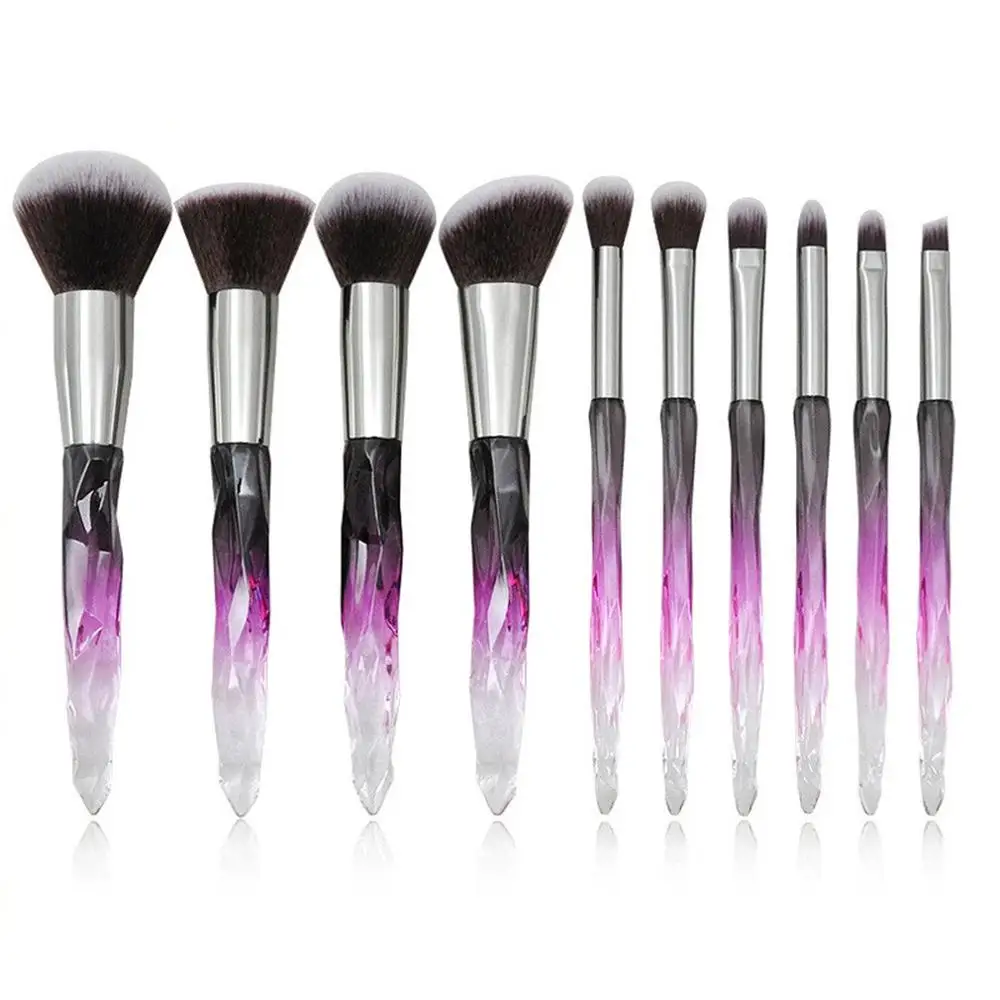 

10pcs Diamond Crystal Makeup Brush Set Glass Diamond Handle Makeup Tool Loose Powder Repair Brush Beauty Tools