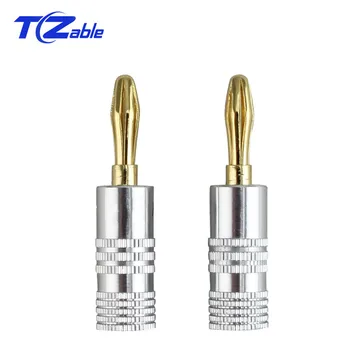 

20pcs Audio Jack Connectors Speaker Banana Plug 4mm HiFi Plug Conector Banana 90 Degree Adaptor Free Welding Copper Gold Plated