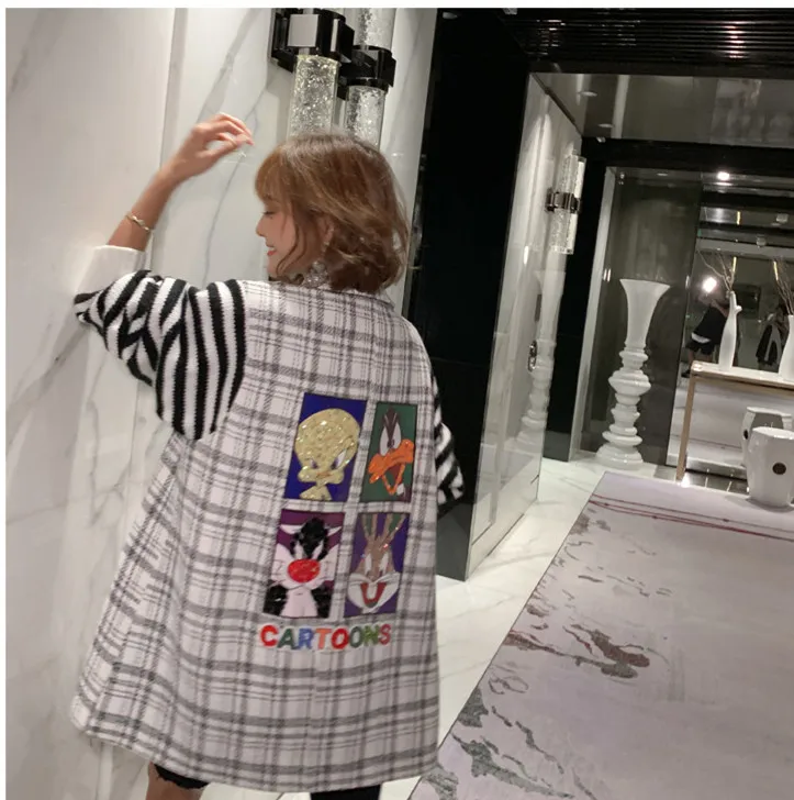 Для женщин High Street трикотажная куртка с отделкой внахлест отложной воротник плед