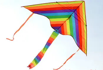 

1pc Rainbow Kite Without Flying Tools Outdoor Fun Sports Kite Factory Children Triangle Color Kite Easy Fly