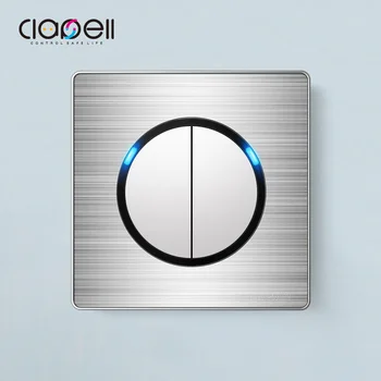 

Power Button Poussoir Light Wall 2 Gang 2Way Switch LED Electrical Socket And Switches On Off Switch Small Aluminum Alloy 220V