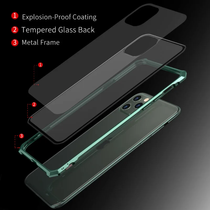 Роскошный металлический чехол для iphone 11 Pro Max прозрачная задняя крышка из