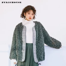 ZURICHOUSE/брендовая зимняя куртка для женщин, Двусторонняя одежда, клетчатое Стеганое пальто, модная меховая парка из искусственного овечьей шерсти