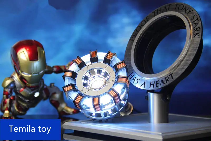 [Металл изготовлен] 1:1 масштаб Железный человек дуговой реактор поколение светящаяся Железный человек сердце модель с светодиодный светильник фигурка игрушка