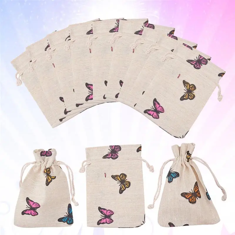 1 PC Drawstring Bags Cotton Linen Sachet Bas Jewelry Packaging Pouches Gift Bags for Wedding Festival Party