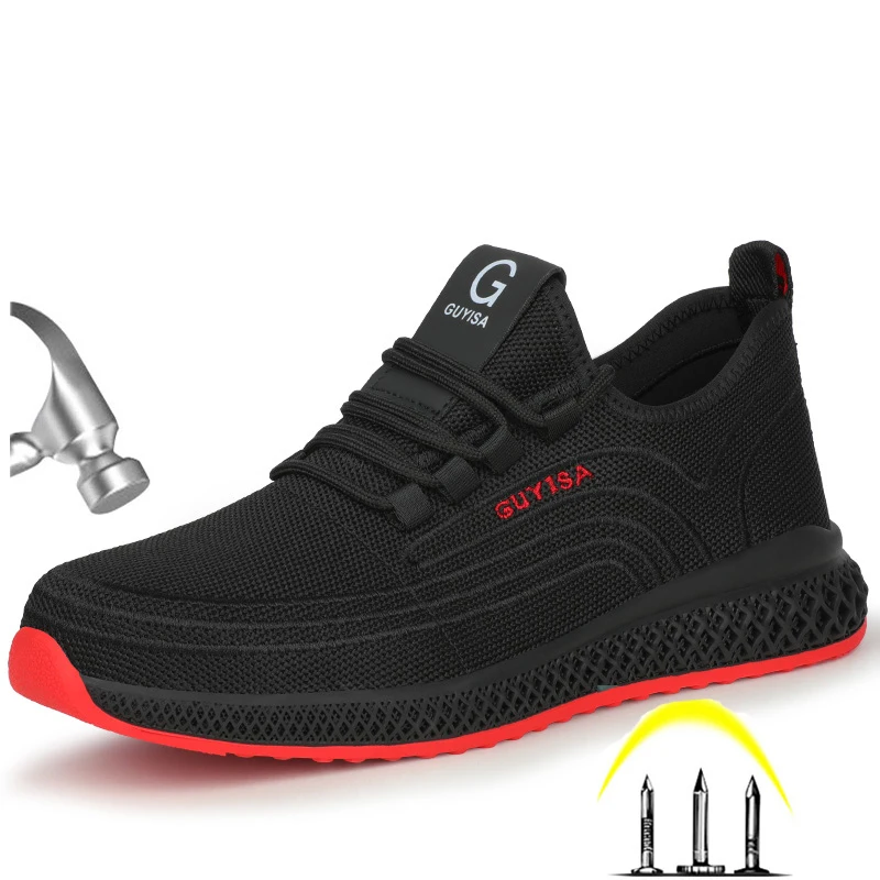 Zapatos de trabajo de acero para el aire libre para hombre, botas protectoras antigolpes, a prueba de perforaciones, de seguridad, antideslizantes